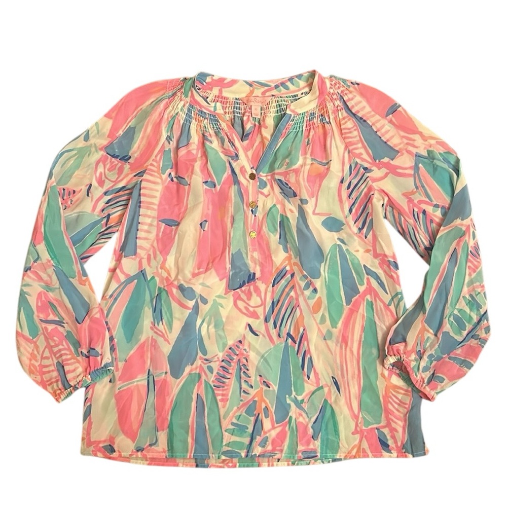 Lilly Pulitzer Silk Elsa Top Color Out To Sea Multicolor Women’s Size XS